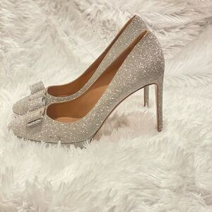 Salvatore Ferragamo Sparkling Silver Heels